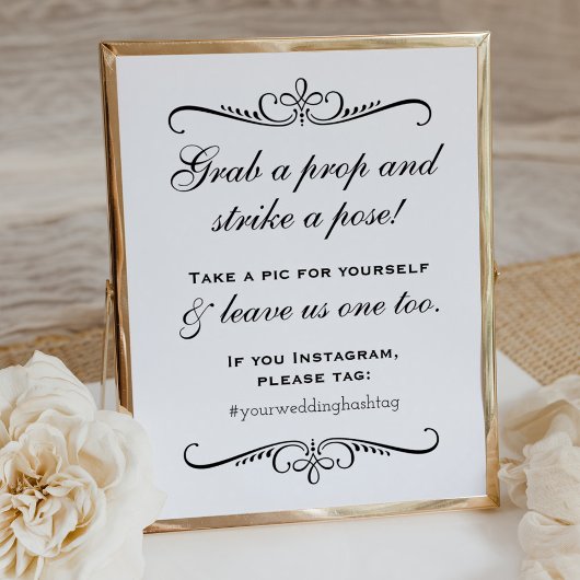 エレガント ブラック 小道具を取って ウェディング フォトブース ポスター