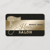 エレガント,ブラック,金ゴールドグリッターヘアドライヤー 名刺 (正面)