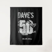 エレガント ブラック 50歳の誕生日パーティー タペストリー (正面)