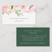 エレガント ブラッシュピンク フローラル 名刺 (正面/裏面)