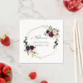 エレガント ブルーム ブラッシュ バーガンディ ユーカリ ウェルカム スタンダードカクテルナプキン (インサイチュ)