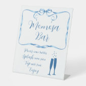 エレガント ブルーリボン モモサ バー 卓上サイン 台座サイン (正面)