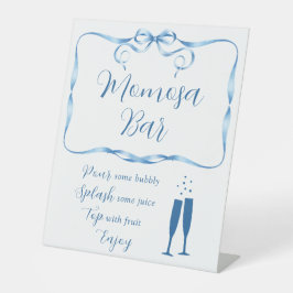 エレガント ブルーリボン モモサ バー 卓上サイン 台座サイン