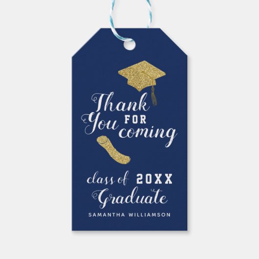 エレガント ブルー ゴールド クラス 2025 卒業感謝祭 ギフトタグ (正面)