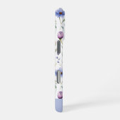 エレガント ブルー パープル 水彩 野の花 iPhoneケース (右側面)