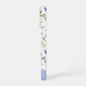 エレガント ブルー パープル 水彩 野の花 iPhoneケース (左側面)