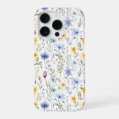 エレガント ブルー パープル 水彩 野の花 iPhoneケース (裏面)