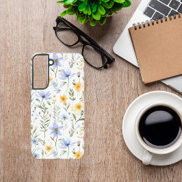 エレガント ブルー パープル 水彩 野の花 SAMSUNG GALAXY S22+ケース