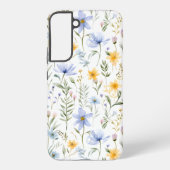 エレガント ブルー パープル 水彩 野の花 SAMSUNG GALAXYケース (裏面)