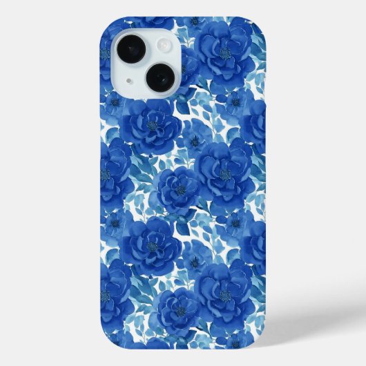 エレガント ブルー フラワー iPhoneケース Case-Mate iPhoneケース (裏面)