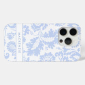 エレガント ブルー フローラル ボタニカル Case-Mate iPhoneケース (裏面 (横))