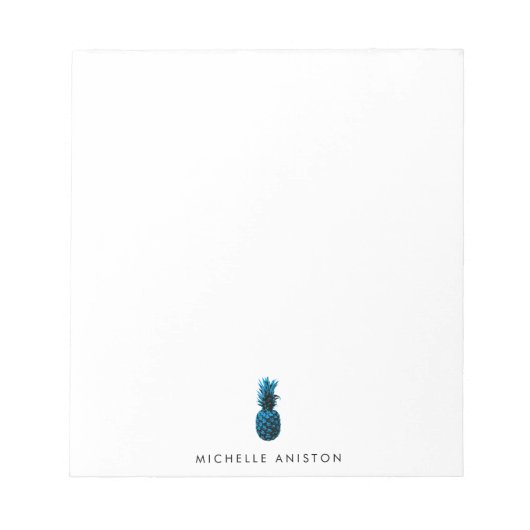エレガント ブルー ホワイト パイナップル カスタム ノートパッド (正面)