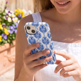 エレガント ブルー ホワイト 地中海 ダマスク柄 Case-Mate iPhone 14ケース