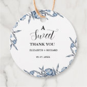エレガント ブルー ボタニカル スイート サンクス パーティー フェイバータグ (正面)