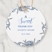エレガント ブルー ボタニカル スイート サンクス パーティー フェイバータグ (正面)