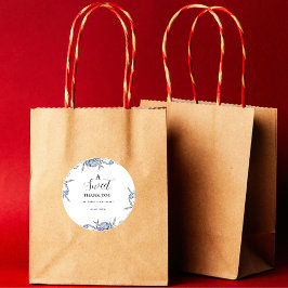 エレガント ブルー ボタニカル スイート サンクス パーティー ラウンドシール