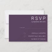 エレガント・プラムパープル・ミニマルモダン結婚式RSVP 招待状 (正面)