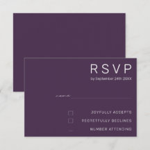 エレガント・プラムパープル・ミニマルモダン結婚式RSVP