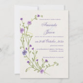 エレガント プレティー パープル フラワー フレーム フローラル ウェディング 招待状 (正面)