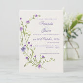 エレガント プレティー パープル フラワー フレーム フローラル ウェディング 招待状 (スタンド正面)