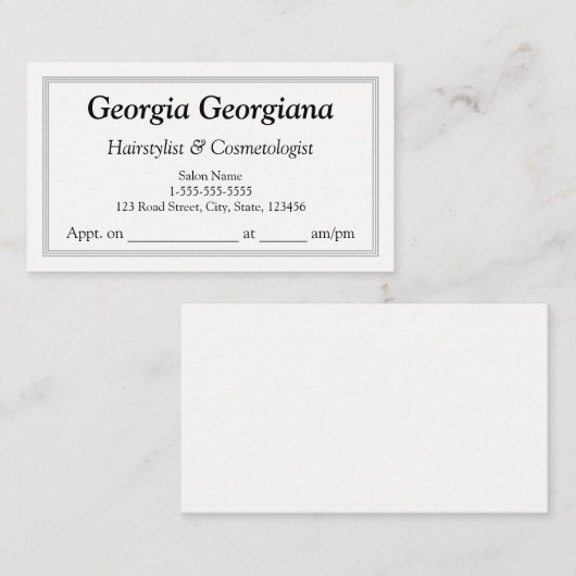 エレガント&プレーン、トリプルライン付縁どき 予約カード (正面/裏面)