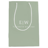 エレガント プロフェッショナル シンプル モノグラム ミニマリスト ミディアムペーパーバッグ (正面)