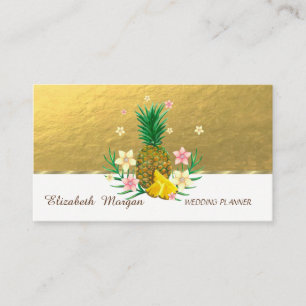 エレガント プロフェッショナル 偽金色 パイナップル 花々 名刺