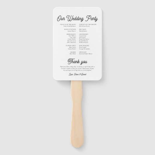 エレガント ベスト デイ エバー ウェディング タイムライン プログラム ハンドファン (裏面)