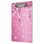 エレガント ホットピンク グリッター ドリップ クリップボード (左)