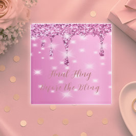 エレガント ホットピンク グリッター ドリップ バチェロレッテ ガラスコースター