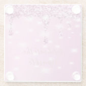 エレガント ホットピンク グリッター ドリップ ブライズメイド ガラスコースター (裏面)