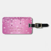 エレガント ホットピンク グリッター ドリップ ブライズメイド ラゲッジタグ (正面横)