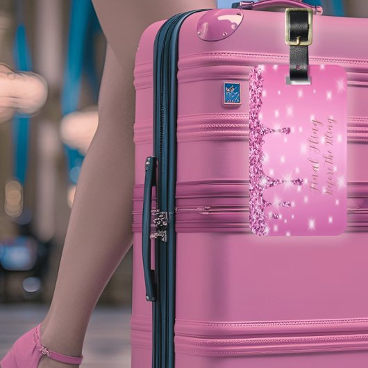 エレガント ホットピンク グリッター ドリップ ブライズメイド ラゲッジタグ