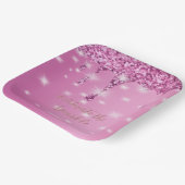 エレガント ホットピンク グリッター ドリップ ペーパープレート (傾斜あり)