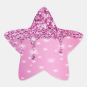 エレガント ホットピンク グリッター ドリップ 星シール (正面)
