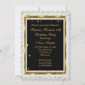 エレガント ホワイトゴールド 写真 バースデーパーティー 3 招待状 (裏面)
