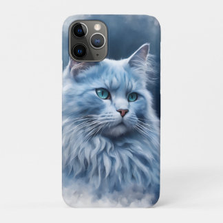 エレガント ホワイト キャット ブルー アイズ アーティスティック スマホケース iPhone 11 PROケース