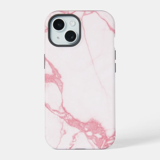 エレガント ホワイト ピンク 大理石 テクスチャ iPhone 15ケース (裏面)