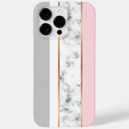 エレガント ホワイト マーブル グレー ピンク ゴールド ストライプ Case-Mate iPhone 14 PRO MAXケース