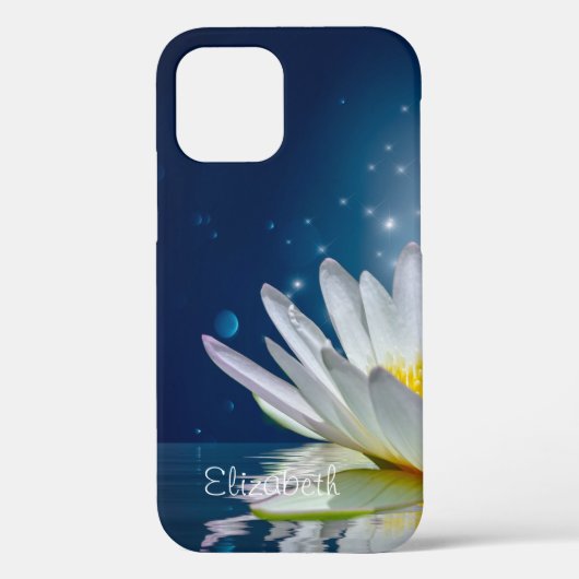 エレガント ホワイト ロータス ブルー Case-Mate iPhoneケース (裏面)