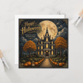 エレガント・ホーンテッド・マナー・ハロウィン カード (正面/裏面インサイチュ)