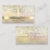 エレガント ボケ ゴールド、蓮の女性ヨガインストラクター 名刺 (正面/裏面)