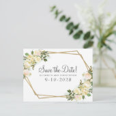 エレガント ボタニカル ゴールド グリーンネリー ローズ シック ホワイト 案内ポストカード (スタンド正面)