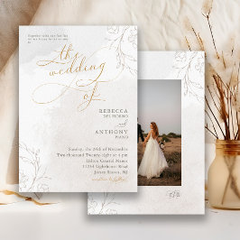 エレガント ボタニカル フローラル スクリプト ウェディング 招待状
