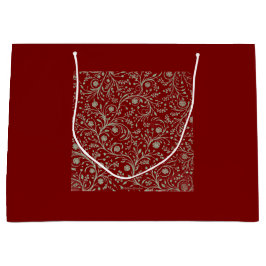 エレガント ボタニカル フローラル パターン - ミニマル ネイチャー ラージペーパーバッグ