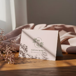 エレガント ボタニカル モノグラム ロゴ フラワール ウォーターカラー サンキューカード