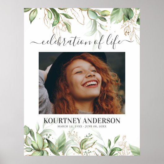 エレガント ボタニカル 追悼記念 ポスター (正面)