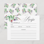 エレガント ボタニック ベリー ブライダル シャワー レシピ カード (正面/裏面)