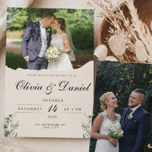 エレガント ボホ ユーカリの葉と写真の結婚式