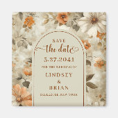 エレガント ボーホー アーシー アイボリー オリーブ フラワル セーブ デート マグネット (正面)